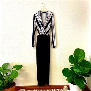 Black & White Striped Collared Jumpsuit